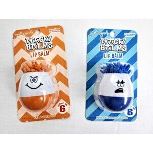 Just 4 Girls Wacky Balms Lip Balm Set Orange & Blue Raspberry Scents New Sealed